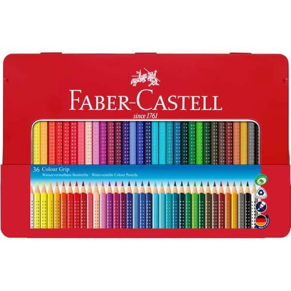 Faber Castell 36 Colour Grip Water-soluble Colour Pencils