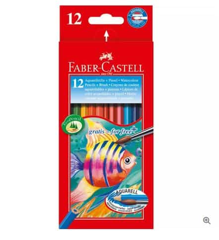 Faber Castell 12 Watercolour Pencils + Brush