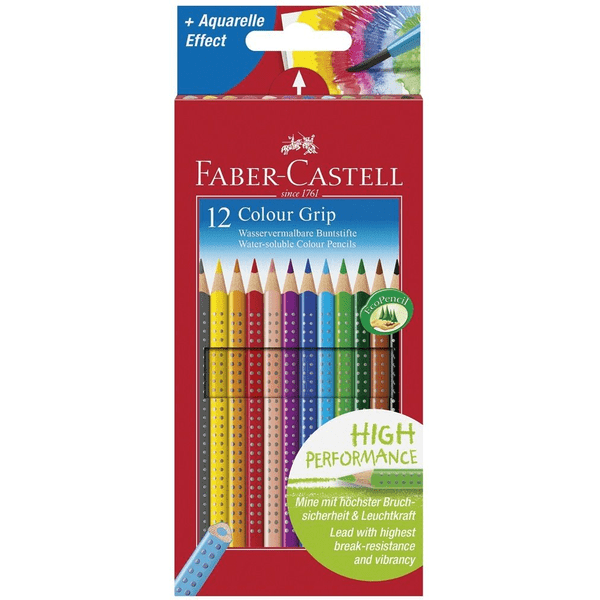 Faber Castell Colour Grip colour pencil, cardboard wallet of 12