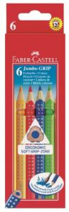 Faber Castell Jumbo Grip Colouring Pencils - Assorted Colours (Pack of 6)