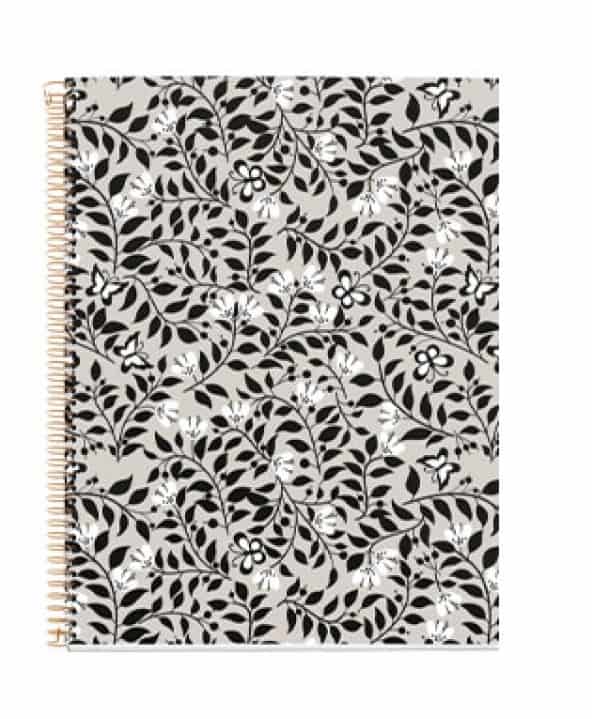 MR Notebook-4 A4 Ruller 120sheets Spiral Flora Black