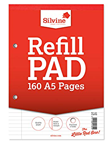 Silvine A5 Feint and Margin Refill Pad 60 Sheets