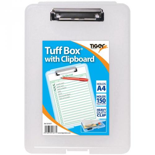 Tiger A4 Tuff Box Clear with Clipboard