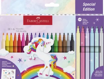 Faber Castell Felt Tip Pens Unicorn Wallet of 18+6