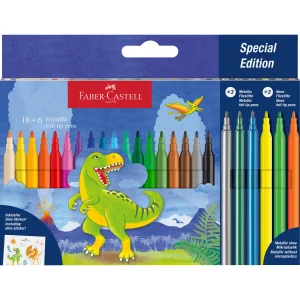 Faber Castell Felt Tip Pens Dinosaur Wallet of 18+6