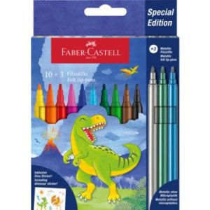 Faber Castell Felt Tip Pens Dinosaur Wallet of 10+3