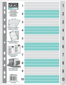 Dividers A4 1-10 Numbers PP