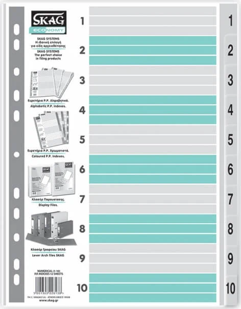 Dividers A4 1-10 Numbers PP