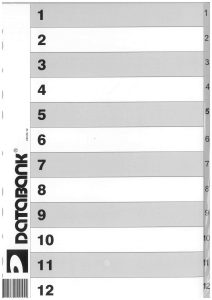 Dividers A4 1-12 Numbers PP