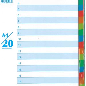 PP Dividers A4 Colours 20 Sheets