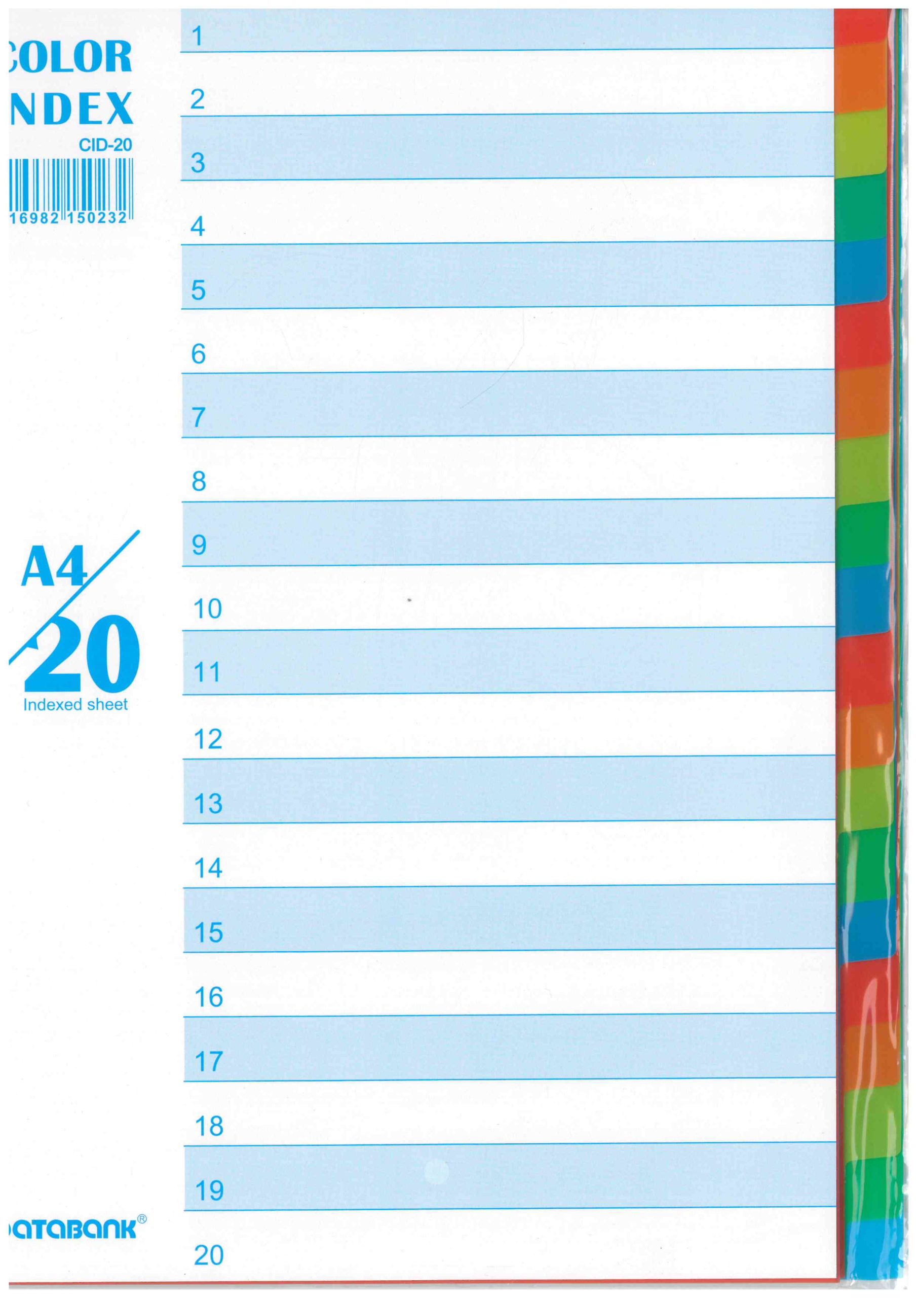 PP Dividers A4 Colours 20 Sheets