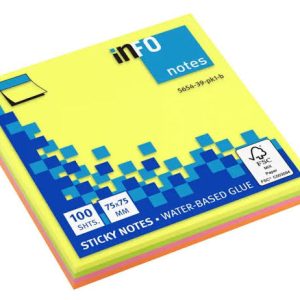 Info Sticky Notes 75x75 25sheets of 4 brilliant colours