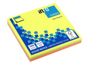 Info Sticky Notes 75x75 25sheets of 4 brilliant colours